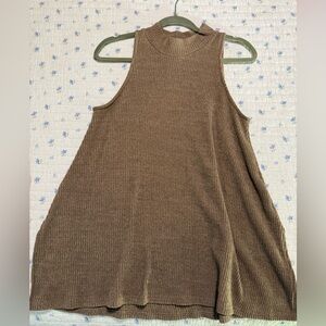 Hayden Los Angeles Sleeveless Brown Ribbed knit Women's Top Size Small